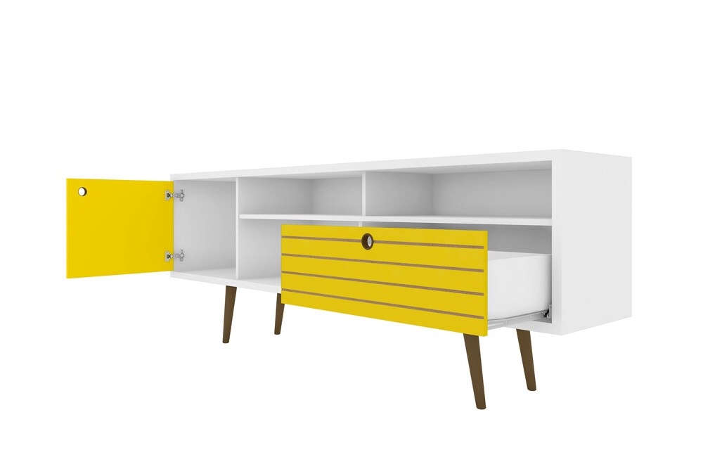 Manhattan Comfort - Liberty TV Stand with 1 Drawers in White and Yellow - 202AMC64 veiw 3