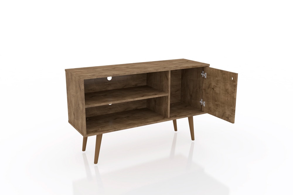 Manhattan Comfort - Liberty 42W TV Stand with 3 Fixed Shelves in Rustic Brown and 3D Brown Prints - 212BMC97 veiw 2