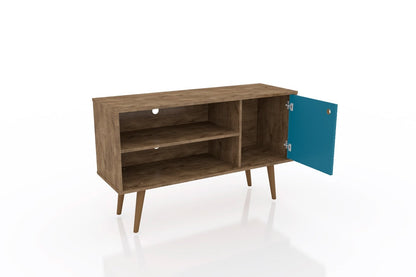 Manhattan Comfort - Liberty 42W TV Stand with 3 Fixed Shelves in Rustic Brown and Aqua Blue - 212BMC93 veiw 2