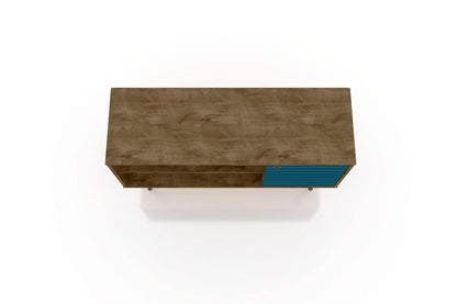 Manhattan Comfort - Liberty 42W TV Stand with 3 Fixed Shelves in Rustic Brown and Aqua Blue - 212BMC93 veiw 3