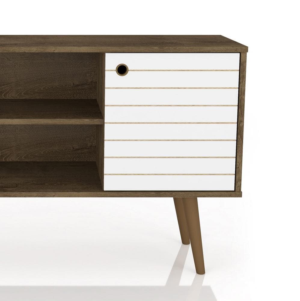 Manhattan Comfort - Liberty 42W TV Stand with 3 Fixed Shelves in Rustic Brown and White - 212BMC96 veiw 6