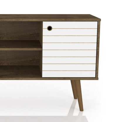 Manhattan Comfort - Liberty 42W TV Stand with 3 Fixed Shelves in Rustic Brown and White - 212BMC96 veiw 6