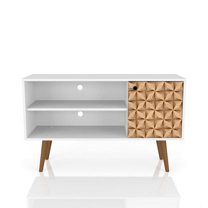 Manhattan Comfort - Liberty 42W TV Stand with 3 Fixed Shelves in White and 3D Brown Prints - 212BMC67 veiw 1