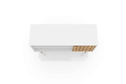 Manhattan Comfort - Liberty 42W TV Stand with 3 Fixed Shelves in White and 3D Brown Prints - 212BMC67 veiw 3