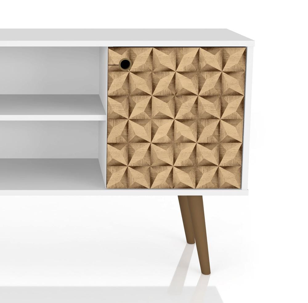 Manhattan Comfort - Liberty 42W TV Stand with 3 Fixed Shelves in White and 3D Brown Prints - 212BMC67 veiw 6