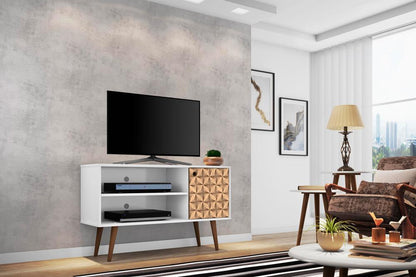Manhattan Comfort - Liberty 42W TV Stand with 3 Fixed Shelves in White and 3D Brown Prints - 212BMC67 veiw 7