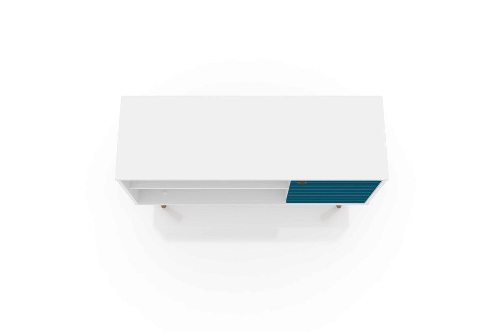 Manhattan Comfort - Liberty 42W TV Stand with 3 Fixed Shelves in White and Aqua Blue - 212BMC63 veiw 3
