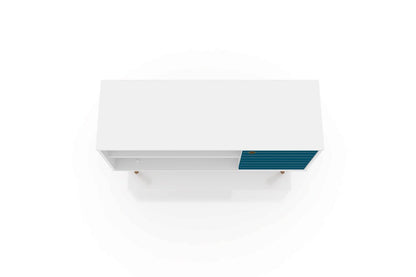 Manhattan Comfort - Liberty 42W TV Stand with 3 Fixed Shelves in White and Aqua Blue - 212BMC63 veiw 3