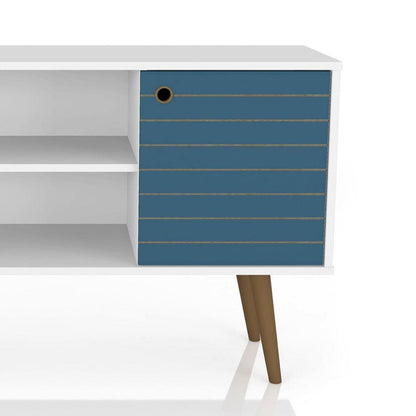 Manhattan Comfort - Liberty 42W TV Stand with 3 Fixed Shelves in White and Aqua Blue - 212BMC63 veiw 6