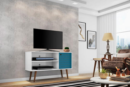 Manhattan Comfort - Liberty 42W TV Stand with 3 Fixed Shelves in White and Aqua Blue - 212BMC63 veiw 7