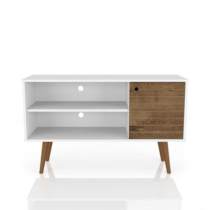 Manhattan Comfort - Liberty 42W TV Stand with 3 Fixed Shelves in White and Rustic Brown - 212BMC69 veiw 1