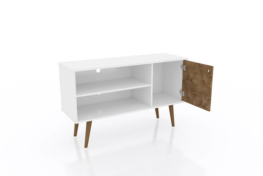 Manhattan Comfort - Liberty 42W TV Stand with 3 Fixed Shelves in White and Rustic Brown - 212BMC69 veiw 2