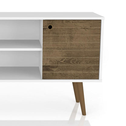 Manhattan Comfort - Liberty 42W TV Stand with 3 Fixed Shelves in White and Rustic Brown - 212BMC69 veiw 6