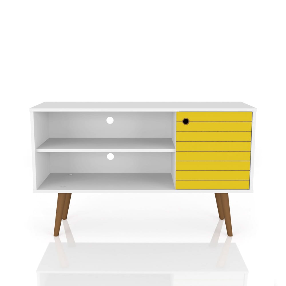 Manhattan Comfort - Liberty 42W TV Stand with 3 Fixed Shelves in White and Yellow - 212BMC64 veiw 1