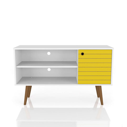 Manhattan Comfort - Liberty 42W TV Stand with 3 Fixed Shelves in White and Yellow - 212BMC64 veiw 1