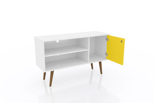 Manhattan Comfort - Liberty 42W TV Stand with 3 Fixed Shelves in White and Yellow - 212BMC64 veiw 2