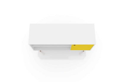 Manhattan Comfort - Liberty 42W TV Stand with 3 Fixed Shelves in White and Yellow - 212BMC64 veiw 3