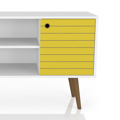 Manhattan Comfort - Liberty 42W TV Stand with 3 Fixed Shelves in White and Yellow - 212BMC64 veiw 6