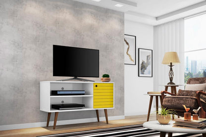 Manhattan Comfort - Liberty 42W TV Stand with 3 Fixed Shelves in White and Yellow - 212BMC64 veiw 7