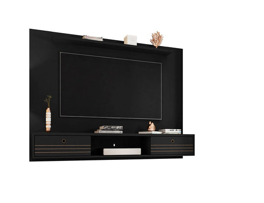 Manhattan Comfort - Liberty Floating Entertainment Center with 3 Fixed Shelves Shelves in Black - 235BMC8 veiw 2