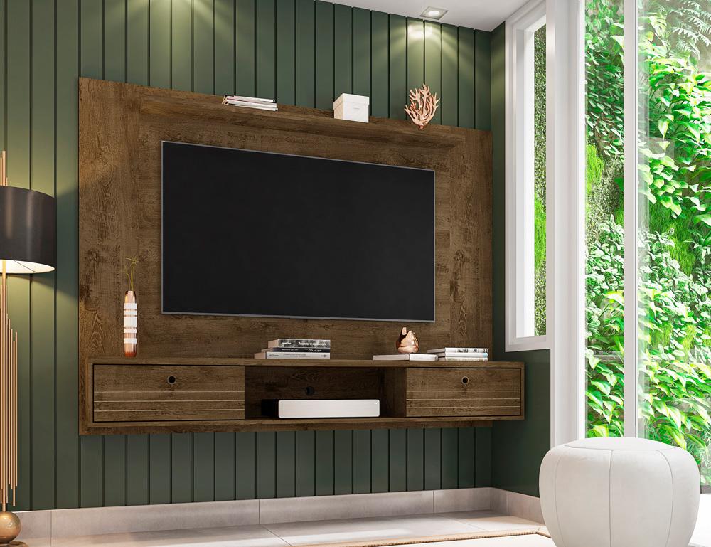 Manhattan Comfort - Liberty Floating Entertainment Center with 3 Fixed Shelves Shelves in Rustic Brown - 235BMC9 veiw 9