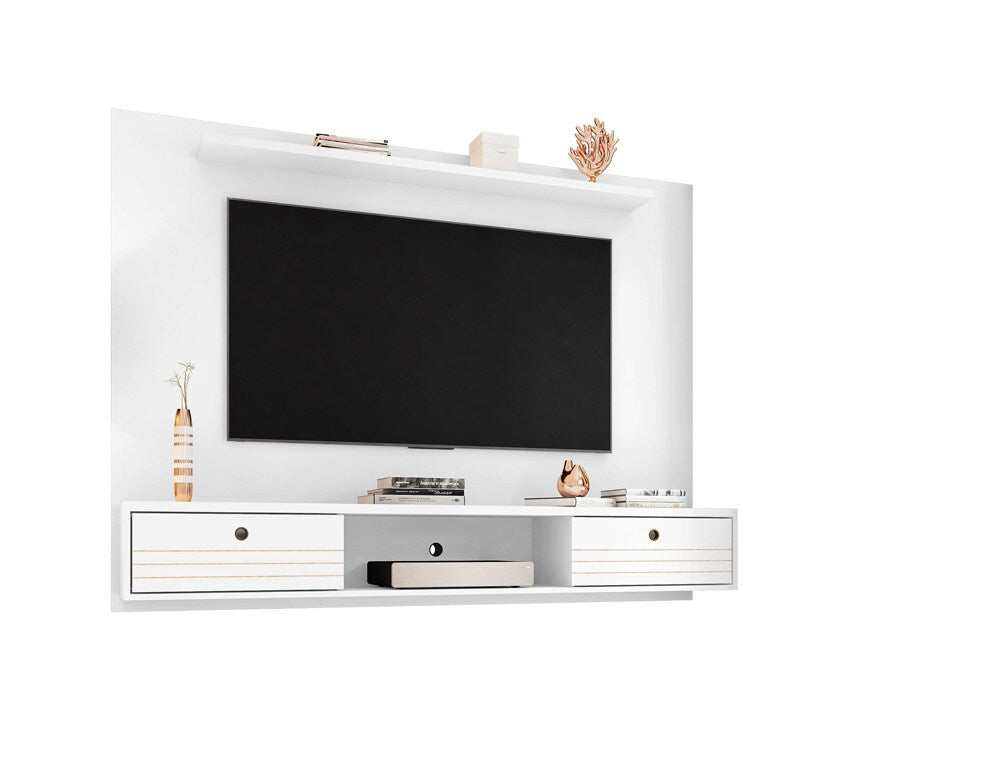 Manhattan Comfort - Liberty Floating Entertainment Center with 3 Fixed Shelves Shelves in White - 235BMC6 veiw 2