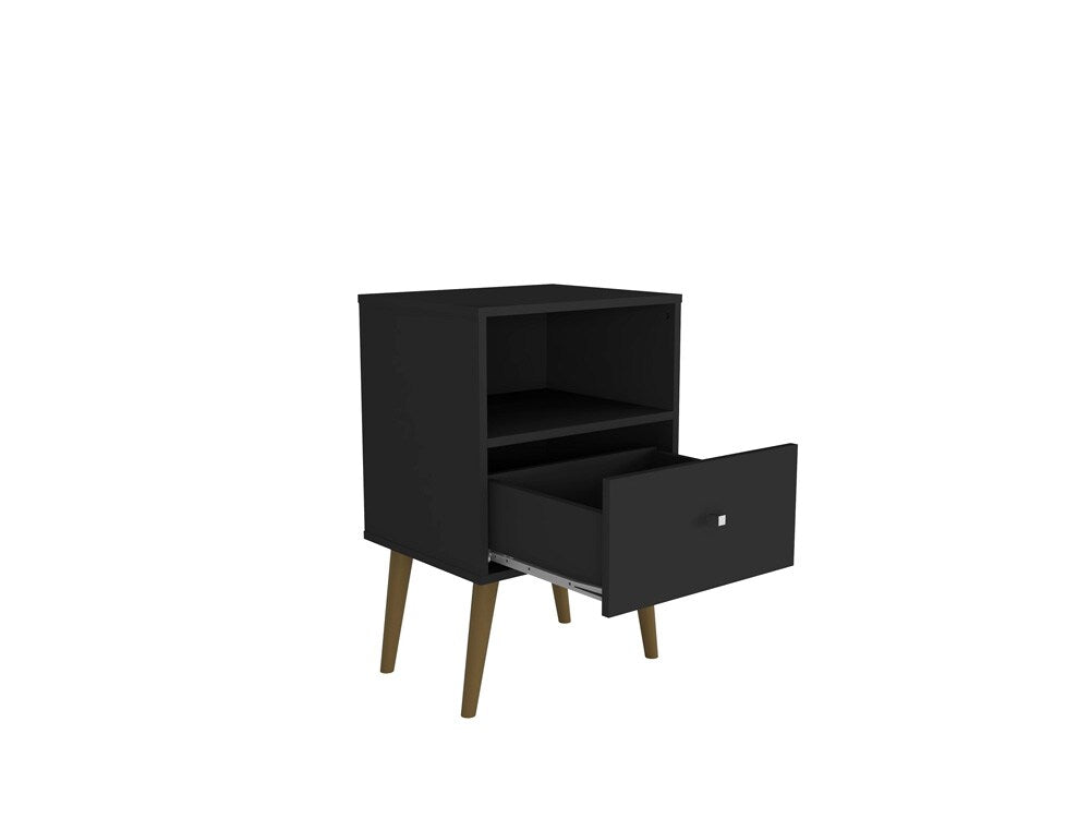 Manhattan Comfort - Liberty Nightstand with 1 Drawers in Black - 203AMC8 veiw 2