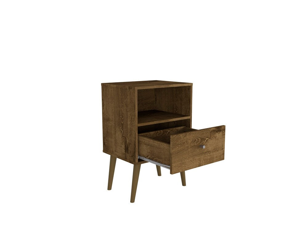 Manhattan Comfort - Liberty Nightstand with 1 Drawers in Rustic Brown - 203AMC9 veiw 3