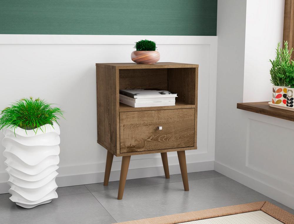 Manhattan Comfort - Liberty Nightstand with 1 Drawers in Rustic Brown - 203AMC9 veiw 6