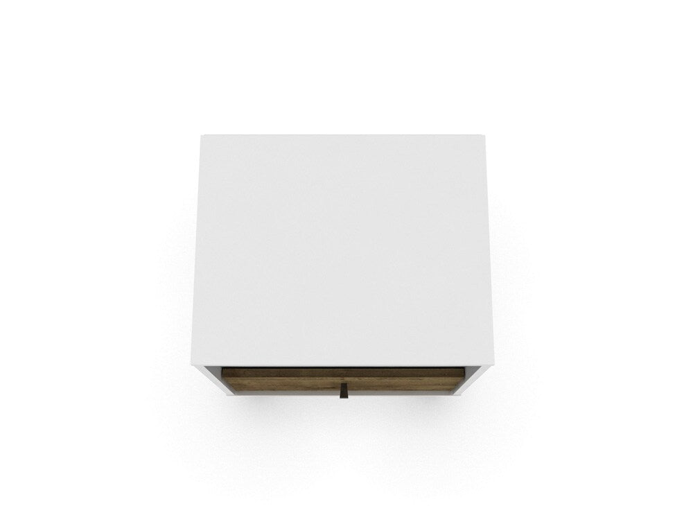 Manhattan Comfort - Liberty Nightstand with 1 Drawers in White and Rustic Brown - 203AMC69 veiw 4