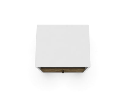 Manhattan Comfort - Liberty Nightstand with 1 Drawers in White and Rustic Brown - 203AMC69 veiw 4