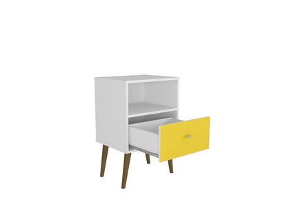 Manhattan Comfort - Liberty Nightstand with 1 Drawers in White and Yellow - 203AMC63 veiw 3
