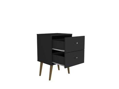 Manhattan Comfort - Liberty Nightstand with 2 Drawers in Black - 204AMC8 veiw 3