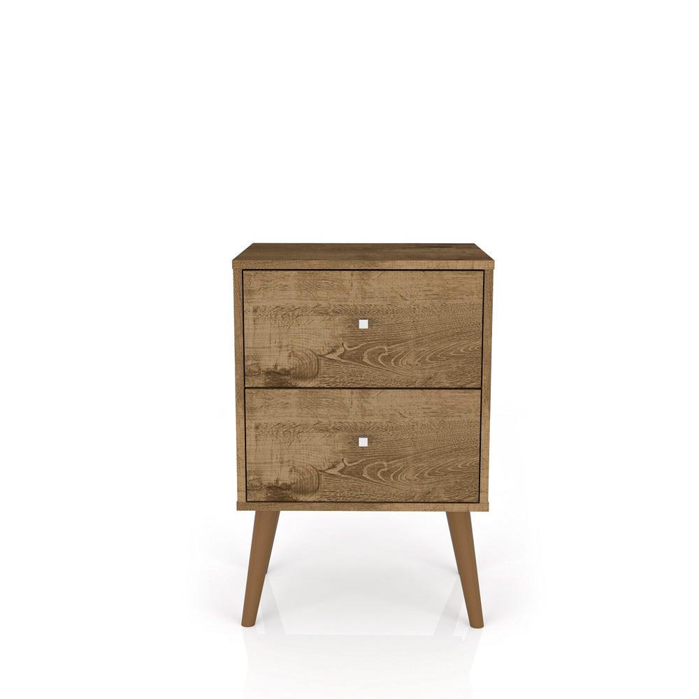 Manhattan Comfort - Liberty Nightstand with 2 Drawers in Rustic Brown - 204AMC9 veiw 1