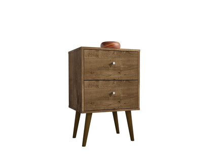 Manhattan Comfort - Liberty Nightstand with 2 Drawers in Rustic Brown - 204AMC9 veiw 2