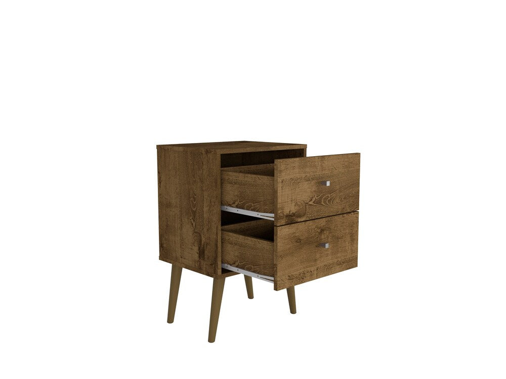 Manhattan Comfort - Liberty Nightstand with 2 Drawers in Rustic Brown - 204AMC9 veiw 3