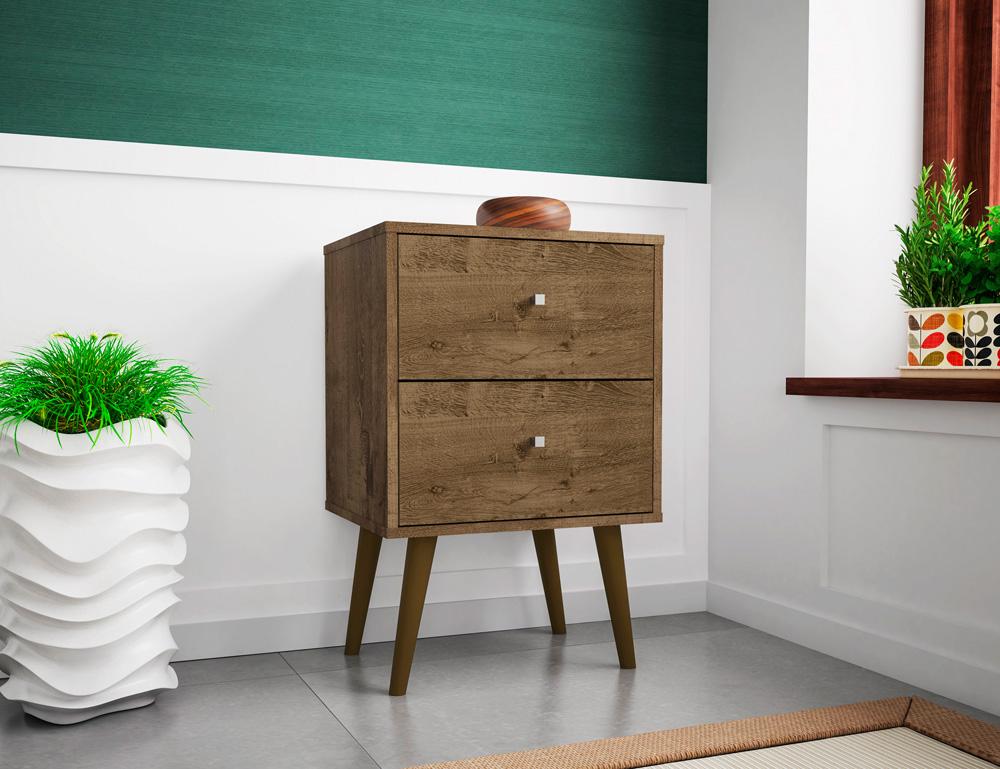 Manhattan Comfort - Liberty Nightstand with 2 Drawers in Rustic Brown - 204AMC9 veiw 7