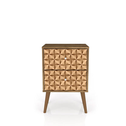 Manhattan Comfort - Liberty Nightstand with 2 Drawers in Rustic Brown and 3D Brown Prints - 204AMC97 veiw 1