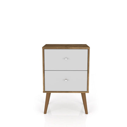 Manhattan Comfort - Liberty Nightstand with 2 Drawers in Rustic Brown and White - 204AMC96 veiw 1
