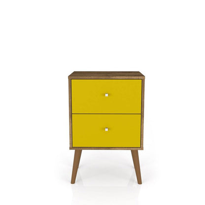 Manhattan Comfort - Liberty Nightstand with 2 Drawers in Rustic Brown and Yellow - 204AMC94 veiw 1