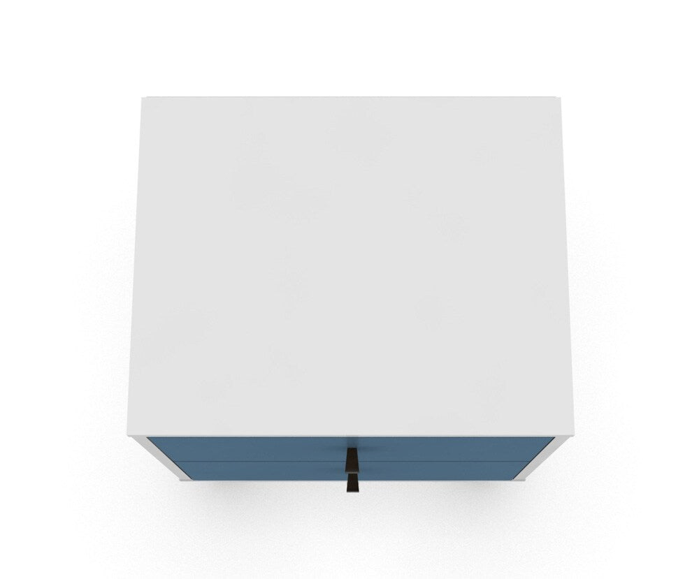 Manhattan Comfort - Liberty Nightstand with 2 Drawers in White and Aqua Blue - 204AMC64 veiw 4