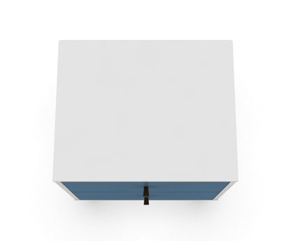 Manhattan Comfort - Liberty Nightstand with 2 Drawers in White and Aqua Blue - 204AMC64 veiw 4