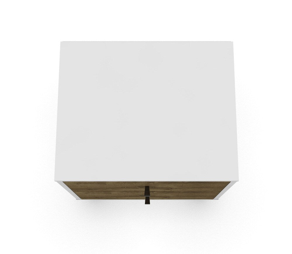 Manhattan Comfort - Liberty Nightstand with 2 Drawers in White and Rustic Brown - 204AMC69 veiw 4