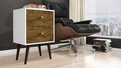 Manhattan Comfort - Liberty Nightstand with 2 Drawers in White and Rustic Brown - 204AMC69 veiw 7