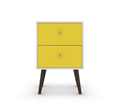 Manhattan Comfort - Liberty Nightstand with 2 Drawers in White and Yellow - 204AMC63 veiw 2