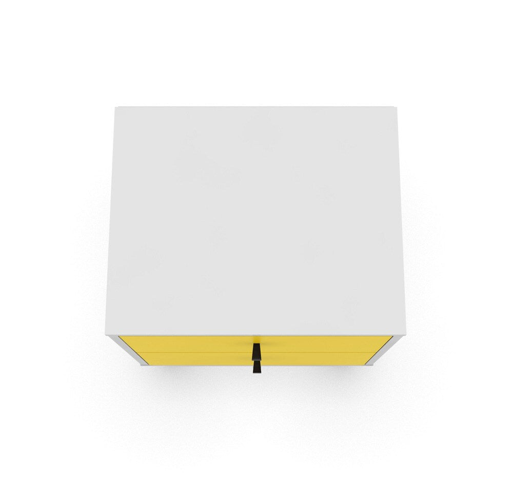 Manhattan Comfort - Liberty Nightstand with 2 Drawers in White and Yellow - 204AMC63 veiw 4