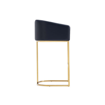 Manhattan Comfort - Louvre Leatherette Barstool with Stainless Steel Legs in Black and Titanium Gold - BS016-BK veiw 4