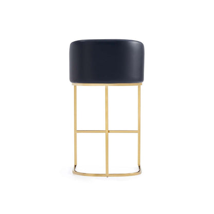 Manhattan Comfort - Louvre Leatherette Barstool with Stainless Steel Legs in Black and Titanium Gold - BS016-BK veiw 5
