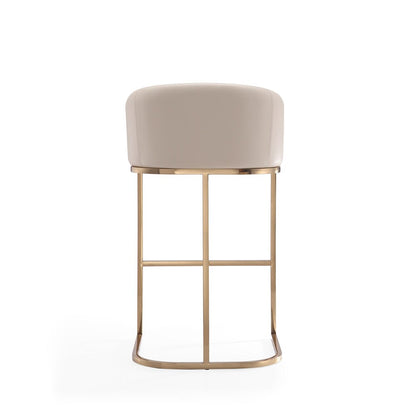 Manhattan Comfort - Louvre Faux Leather Barstool with Stainless Steel Legs in Cream and Titanium Gold - BS016-CR veiw 5
