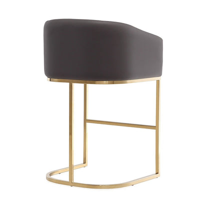 Manhattan Comfort - Louvre Faux Leather Barstool with Stainless Steel Legs in Grey and Black - BS016-GY veiw 3